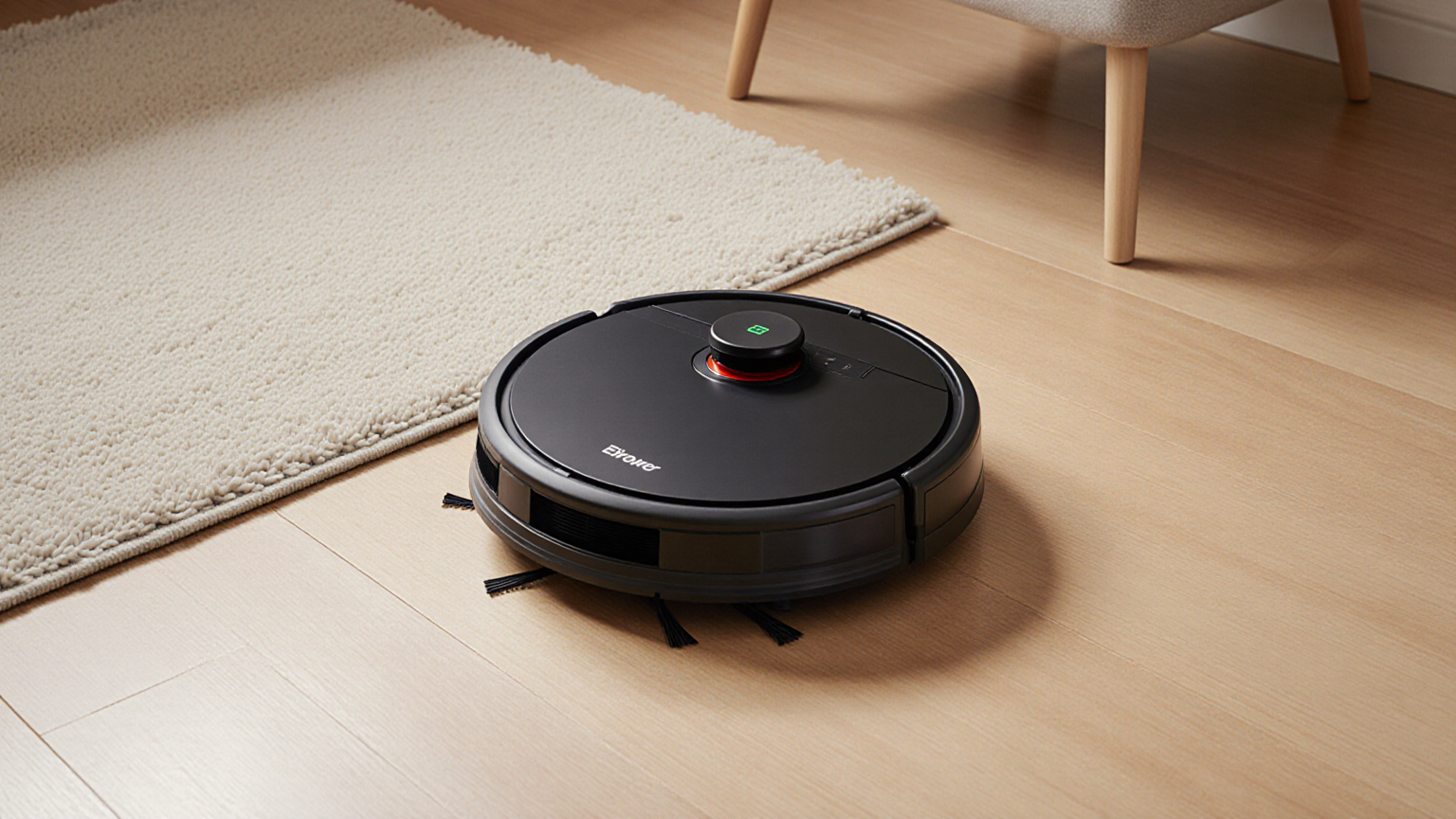 Robot vacuum crossing from hard floor to a low-pile rug